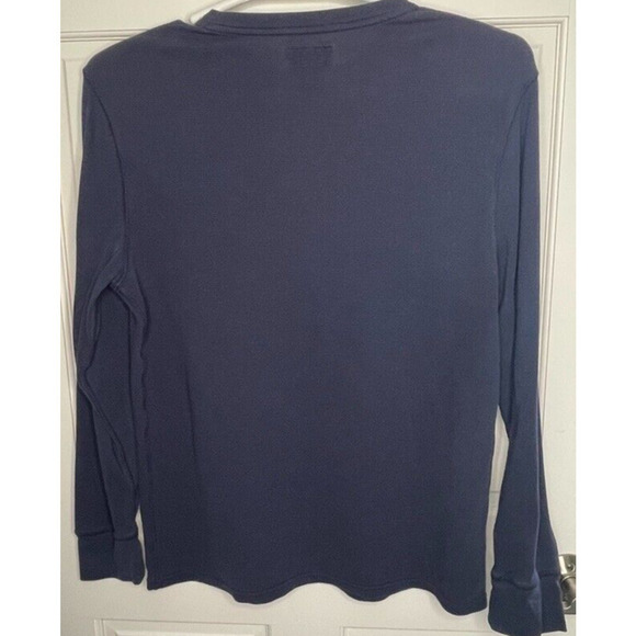 Polo Ralph Lauren Men's Large Thermal Shirt Navy Blue Waffle Knit Crewneck - Picture 7 of 8